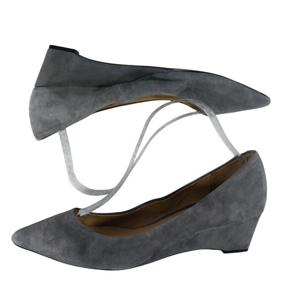 TALBOTS! SOFT DOVE GRAY GENUINE SUEDE LEATHER WEDGE HEEL PUMPS, HEELS! SZ 9M - Picture 6 of 12